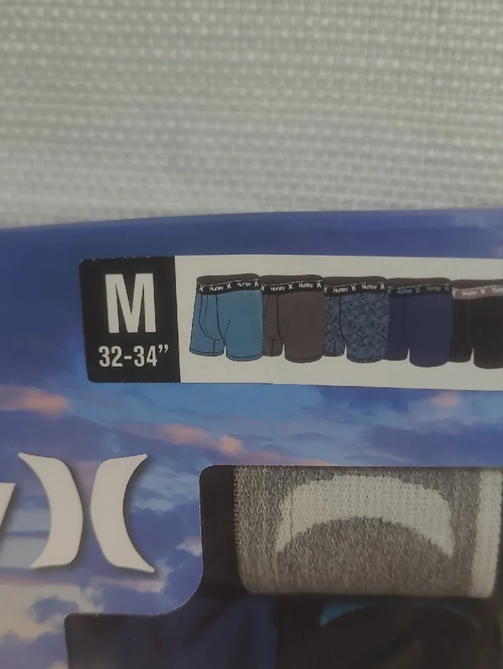 Hurley Men’s Boxer Brief 5-Pack - Black, Blue & Teal Accents Size Medium New